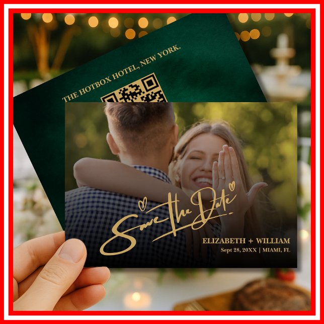 Emerald Green & Gold Modern Elegant Save The Date (Creator Uploaded)