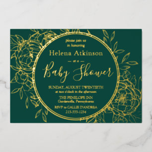 Emerald Green & Gold Modern Toile Baby Shower