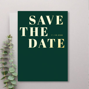 Emerald Green Gold Modern Wedding Save the Date