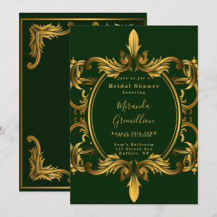 Emerald Green Gold Ornament Bridal Shower Invitation