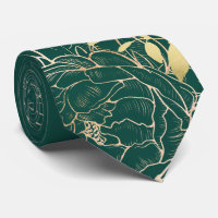Emerald Green & Gold Peony Modern Floral Wedding