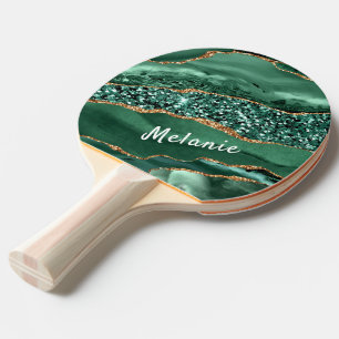 Emerald Green Gold Ping Pong Paddle Custom Name