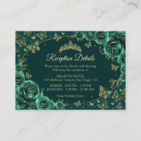 Emerald Green Gold Quinceanera Reception Details