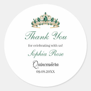 Emerald Green Gold Tiara Quinceañera Sticker