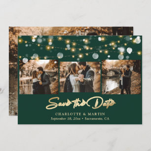 Emerald Green Gold Wedding 4 Photo Save The Date