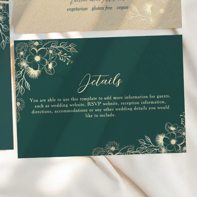 Emerald Green Gold Wedding Details Enclosure Card (Creator Uploaded)