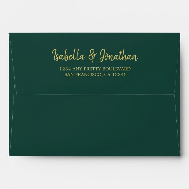 Emerald green gold wedding envelope (Back (Top Flap))