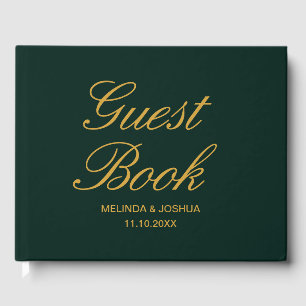 Emerald Green Gold Wedding Guest Book