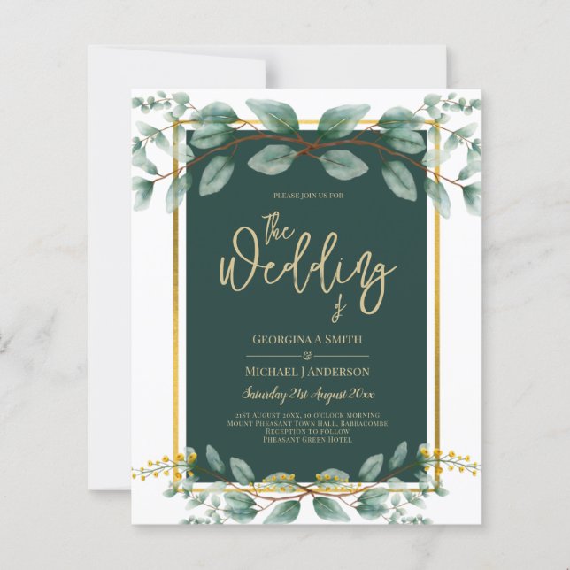 Emerald Green Gold Wedding Invitations Digital (Front)