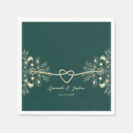 Emerald Green Gold Wedding Napkin