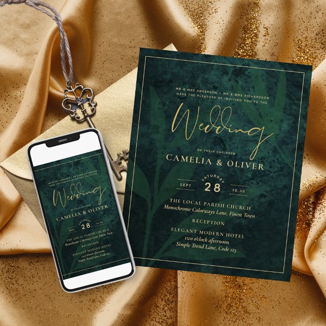 Emerald Green Gold Wedding Print Digital Download  Invitation (Creator Uploaded)