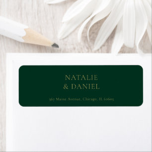 Emerald Green & Gold Wedding Return Address Label