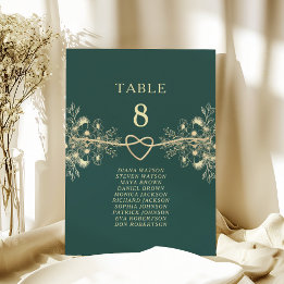 Emerald Green Gold Wedding Seating Chart