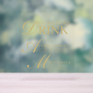 Emerald Green & Gold Wedding Signature Drink Sign