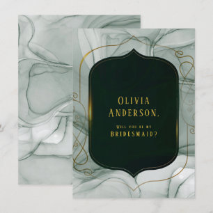  Emerald Green Gold Will You Be My Bridesmaid Invitation