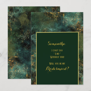  Emerald Green & Gold Will You Be My Bridesmaid Invitation