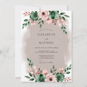 Emerald Green Graceful Rustic Wedding Invitation