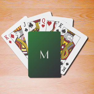  Emerald Green Gradient -  bold monogram Playing Cards
