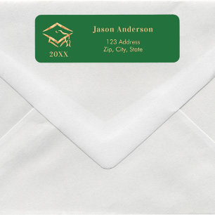 Emerald green graduation cap return address