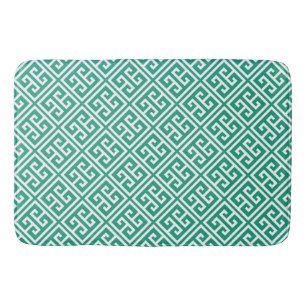 Emerald Green Greek Key Pattern Bath Mat