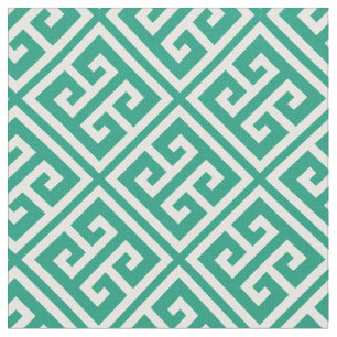 Emerald Green Greek Key Pattern Fabric