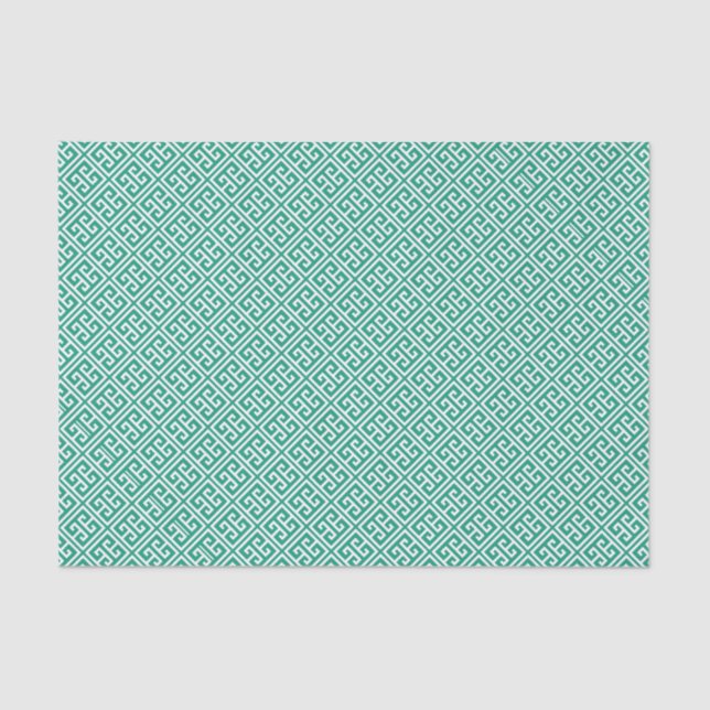 Emerald Green Greek Key Pattern Tissue Paper (Front)