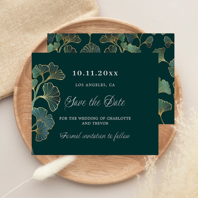 Emerald green greenery wedding save the date (Creator Uploaded)