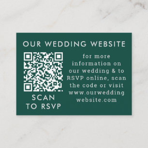 Emerald Green & Grey Wedding Web QR Code Enclosure Card