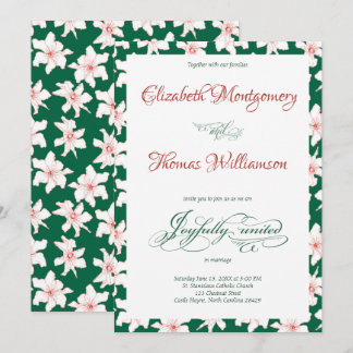 Emerald Green Hand Drawn Floral Wedding Invitation