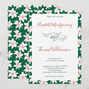 Emerald Green Hand Drawn Floral Wedding Invitation