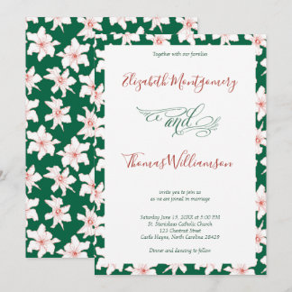 Emerald Green Hand Drawn Floral Wedding Invitation