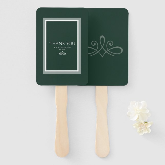 Emerald green hand fan (Front and Back)