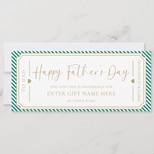 Emerald Green Happy Father's Day Gift Voucher Card (Front)