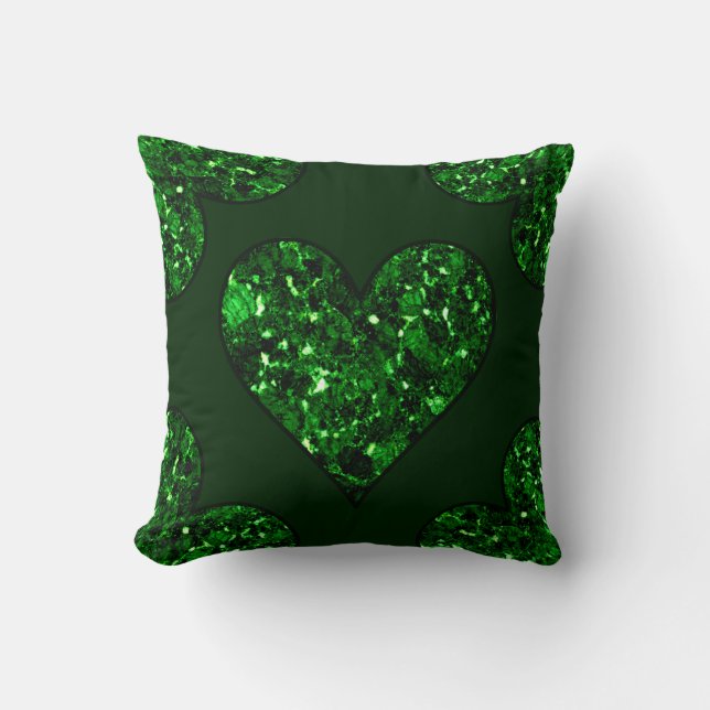 Emerald Green Heart Cushion (Front)