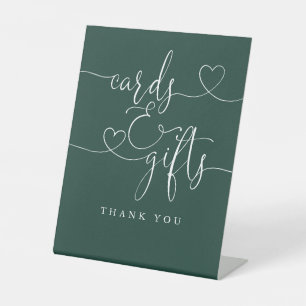 Emerald Green Heart Script Cards And Gifts Pedestal Sign