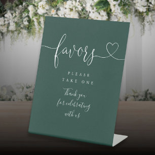 Emerald Green Heart Script Favours Pedestal Sign