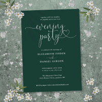 Emerald Green Heart Script Wedding Evening Party