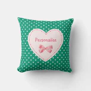 Emerald Green Heart With Name Cushion