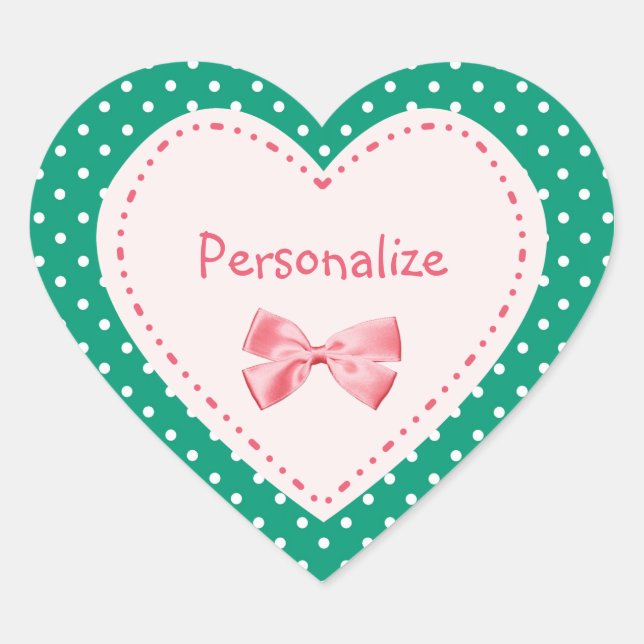 Emerald Green Heart With Name Heart Sticker (Front)