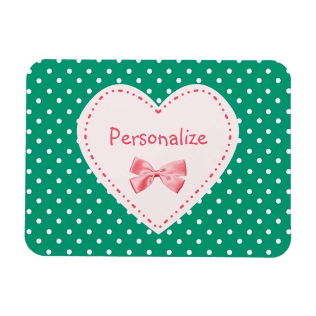 Emerald Green Heart With Name Magnet (Horizontal)