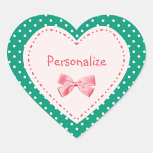 Emerald Green Heart With Name Sticker