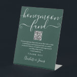 Emerald Green Honeymoon Fund QR Code Pedestal Sign<br><div class="desc">An elegant emerald green honeymoon fund sign,  personalised with your special message,  names and wishing well QR code. Designed by Thisisnotme©</div>