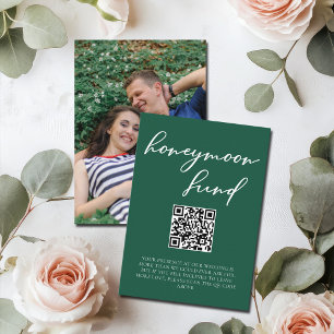 Emerald Green Honeymoon Fund with Couple Photo Enclosure Card