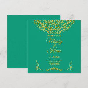 Emerald Green Indian Jewel Tone Wedding Invitation