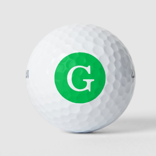 Emerald Green Initial Monogram Golf Balls (Front)