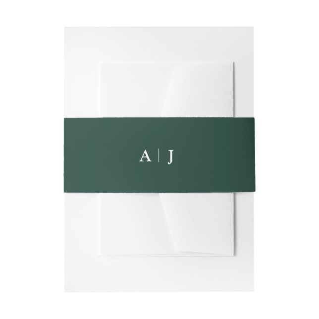 Emerald Green initials wedding  Invitation Belly B Band (Front Example)