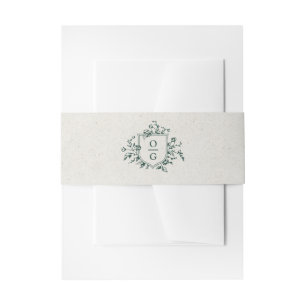 Emerald Green initials wedding  Invitation Belly B Invitation Belly Band