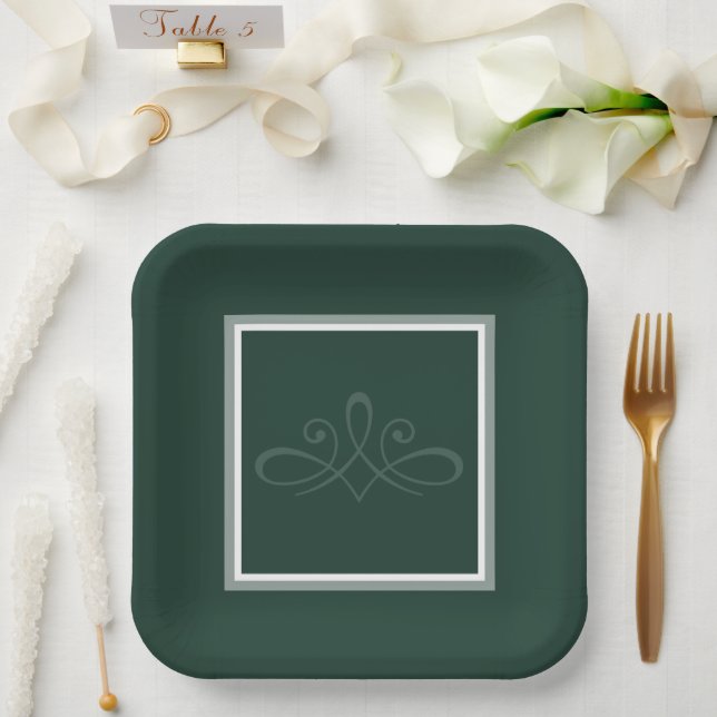 Emerald green invitation paper plates (Wedding)