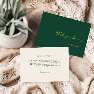 Emerald Green & Ivory Bridesmaid Proposal Card