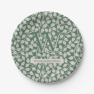 Emerald Green Ivory Flower two dual Paper Plate